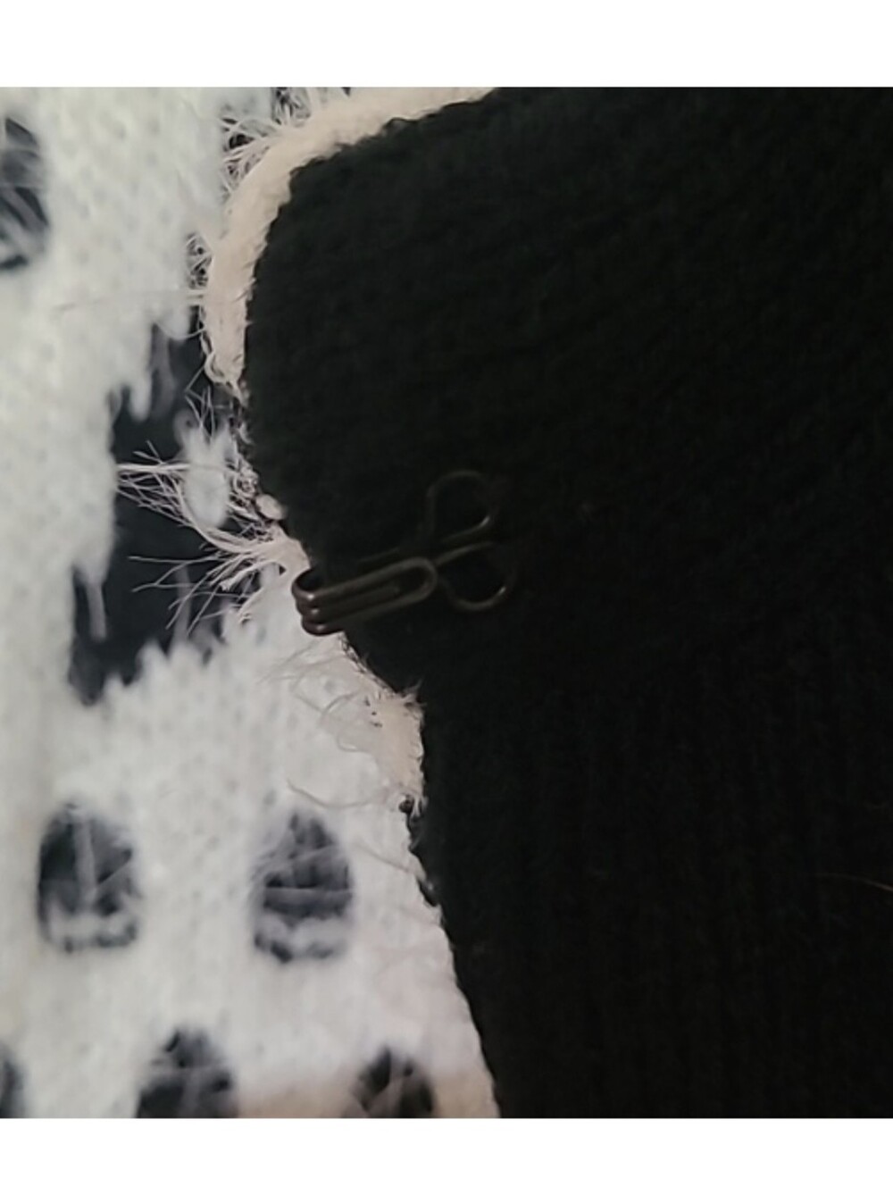 Simon Chang Black & White Star Textured Mid-Length Cardigan S - Picture 6 of 10